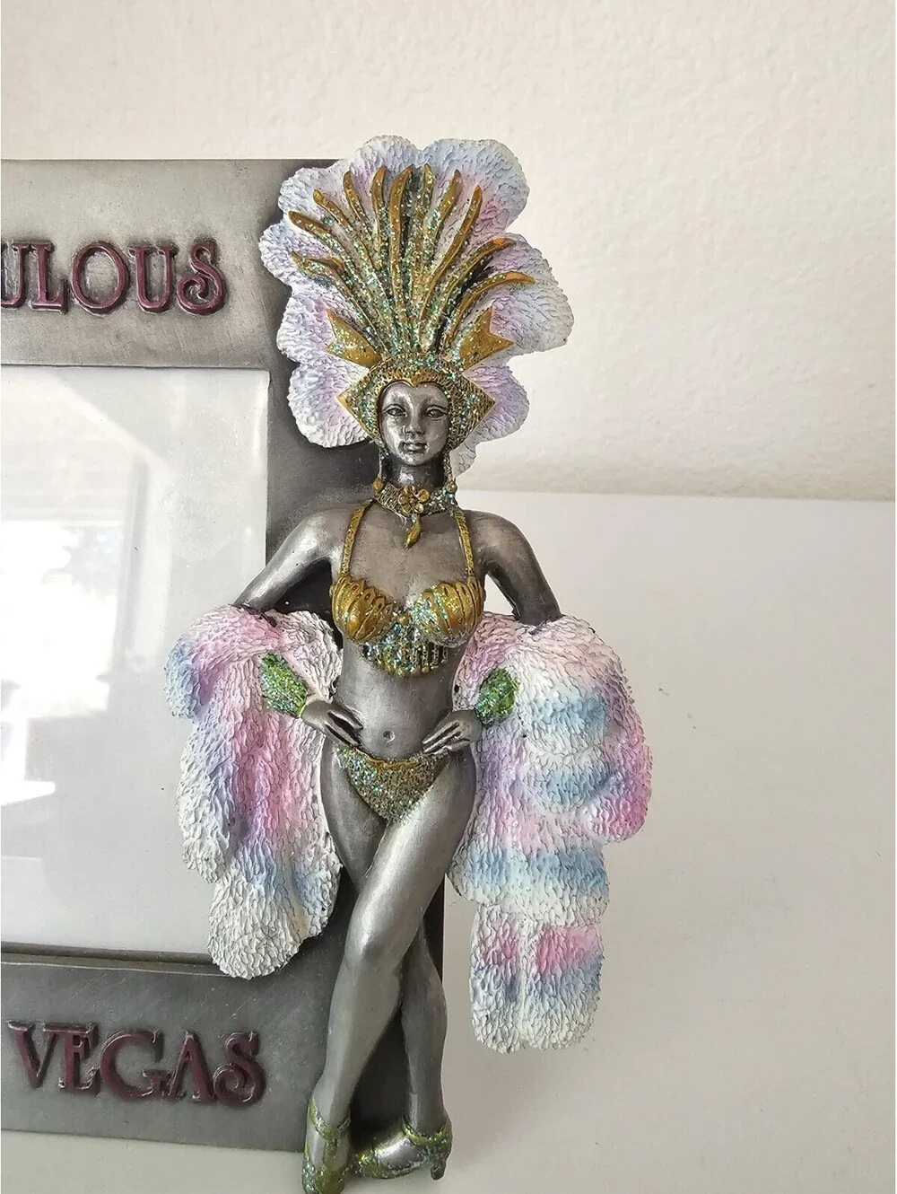 Vintage Fabulous Las Vegas Showgirl Pewter Picture Frame
